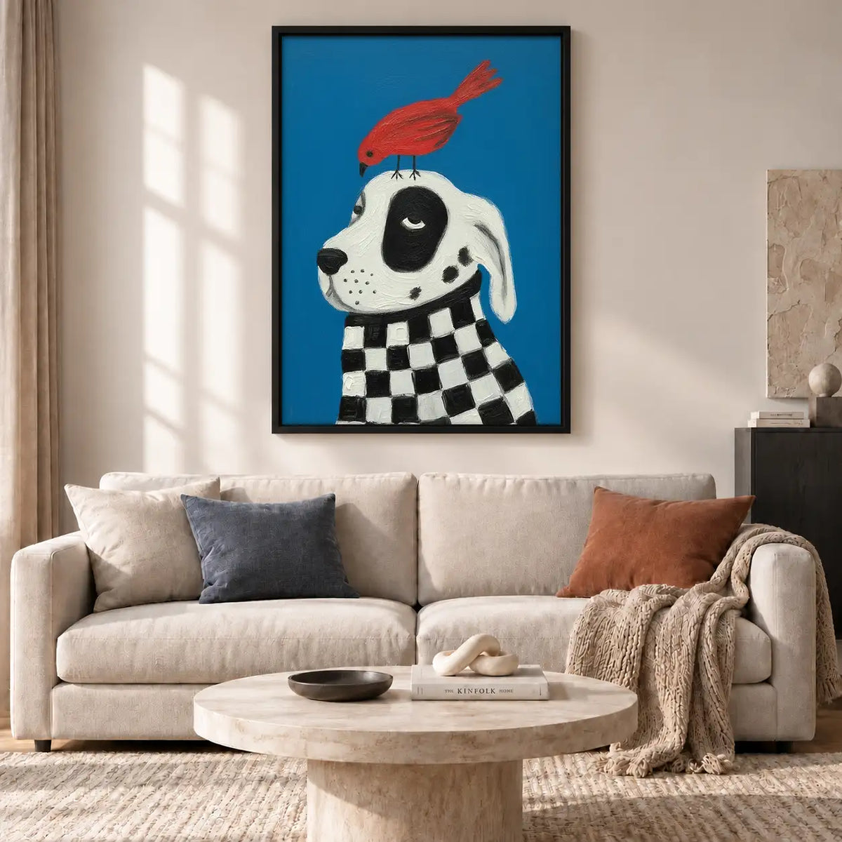 Dog with Red Bird on Head Wall Art 2