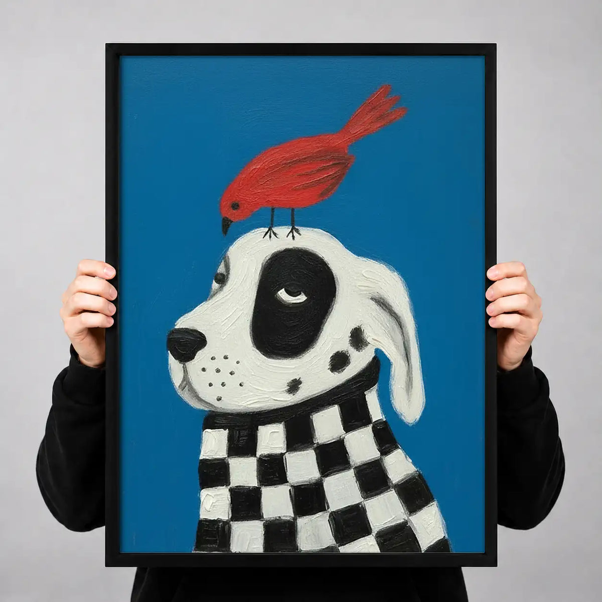 Dog with Red Bird on Head Wall Art 3
