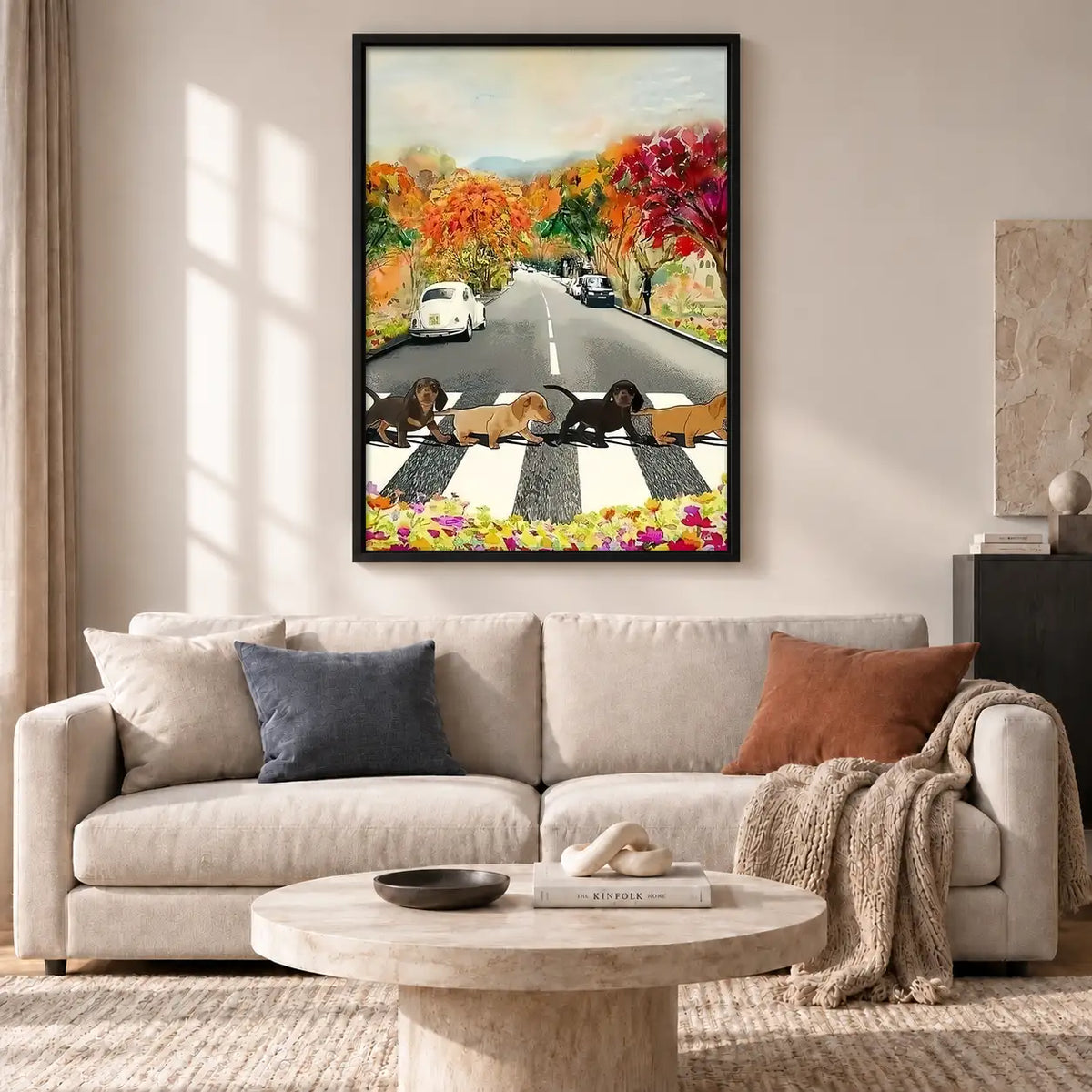 Dogs Crossing Autumn Street Wall Art 2