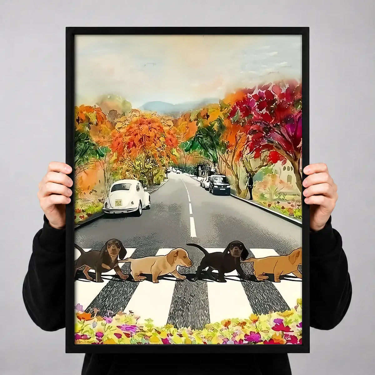 Dogs Crossing Autumn Street Wall Art 3