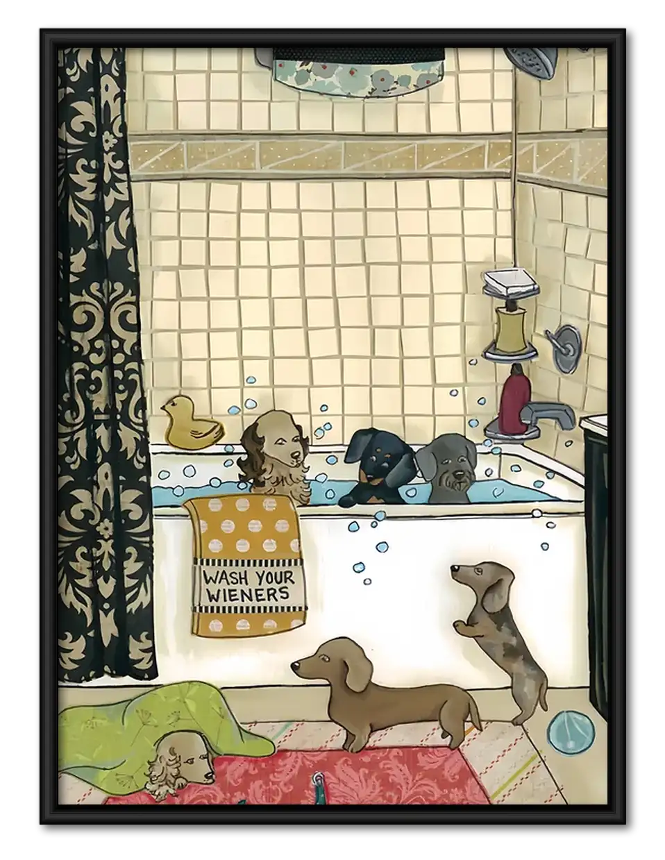 Dogs Making a Bathroom Mess Wall Art 1