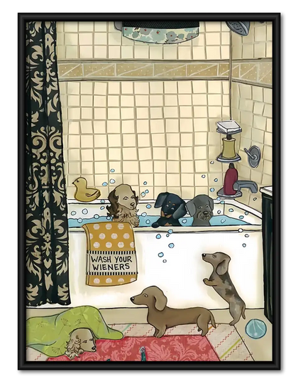 Dogs Making a Bathroom Mess Wall Art