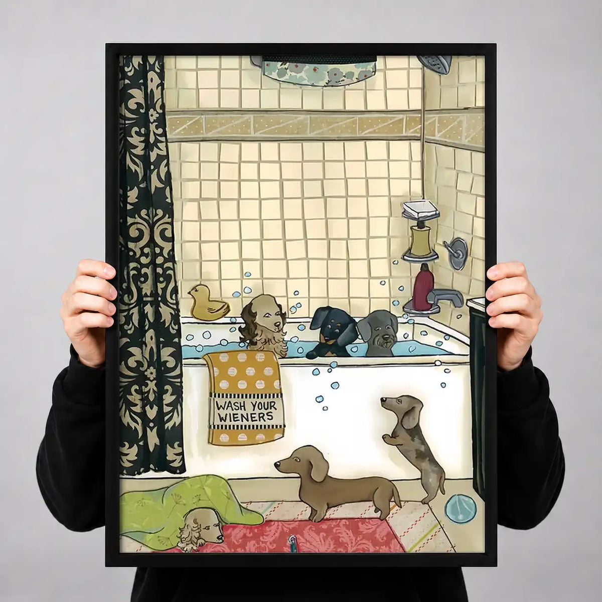 Dogs Making a Bathroom Mess Wall Art 3