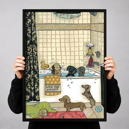 Dogs Making a Bathroom Mess Wall Art 3