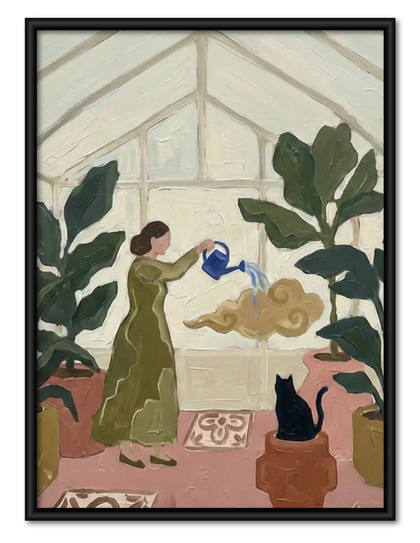 Dogs Relaxing in Plant Room Wall Art