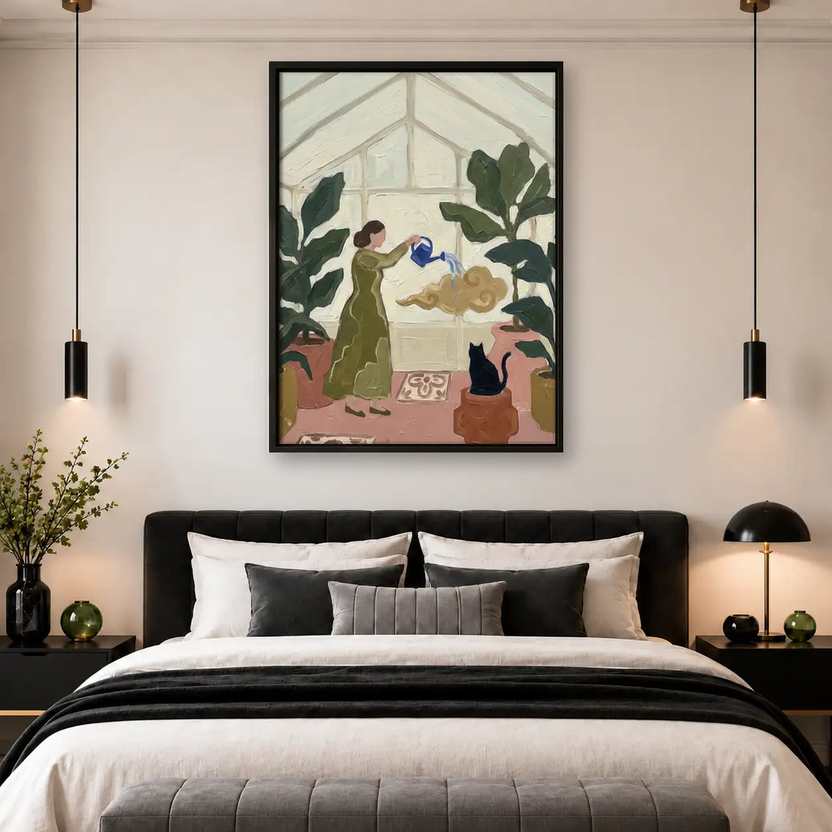 Dogs Relaxing in Plant Room Wall Art 4