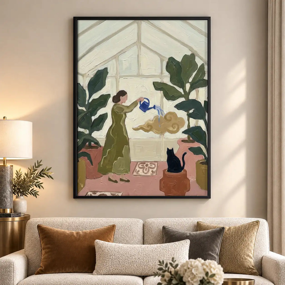 Dogs Relaxing in Plant Room Wall Art 5