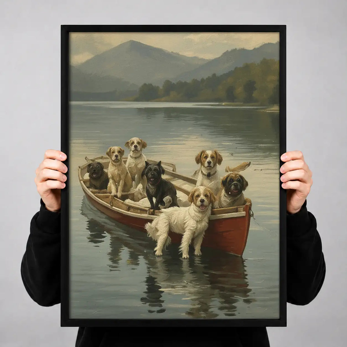 Dogs Riding Together in Rowboat Wall Art 3