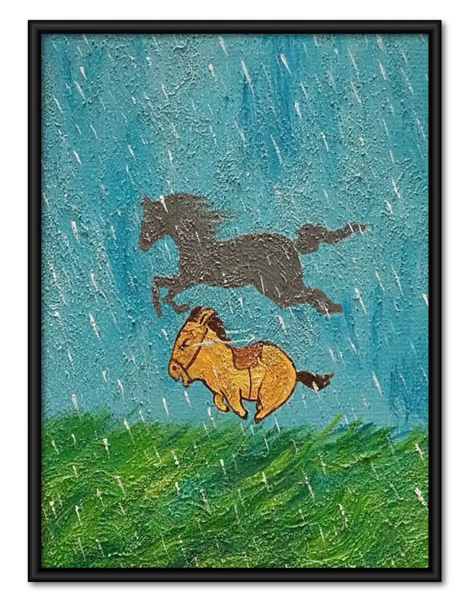 Dogs Running Through Blue Rain Wall Art 1