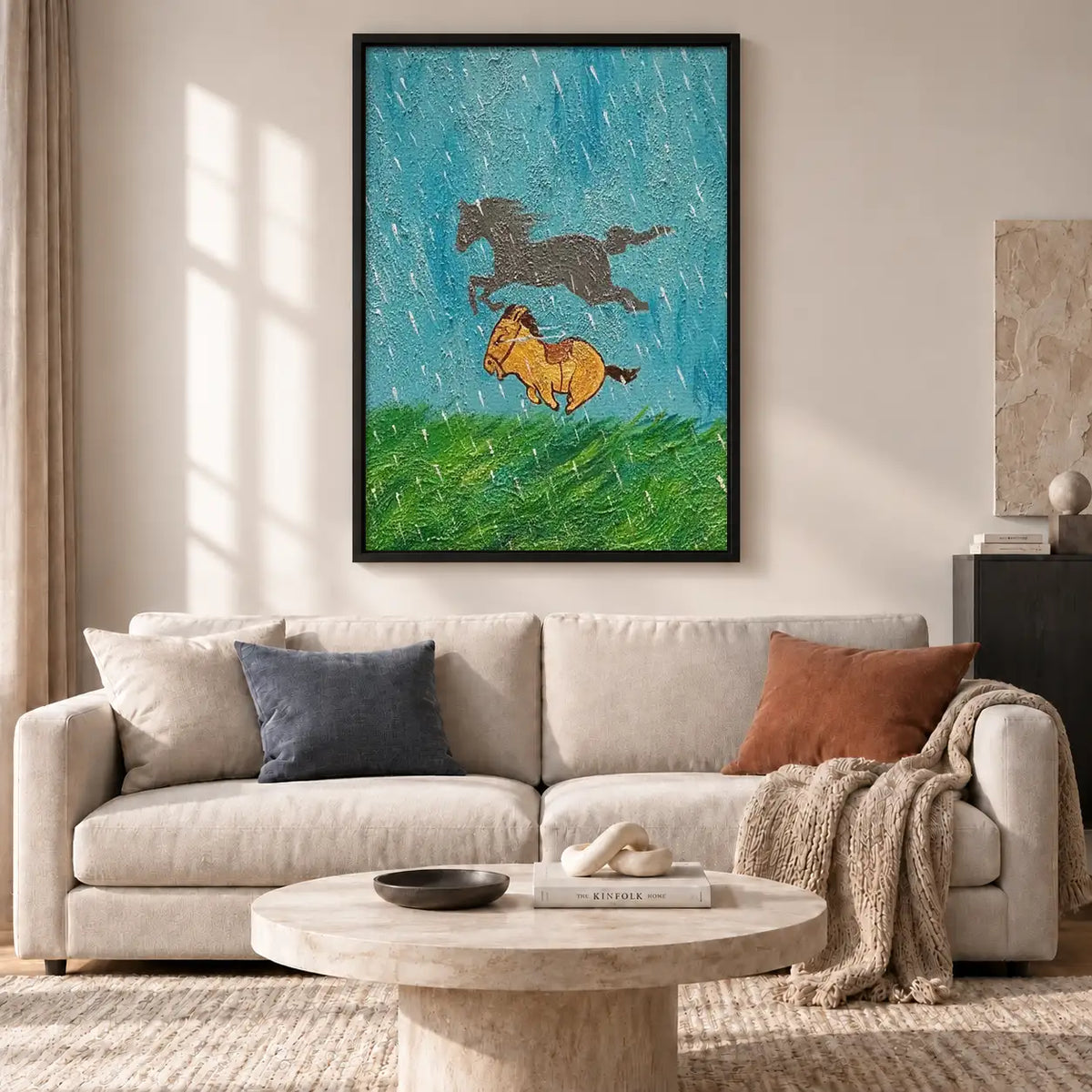 Dogs Running Through Blue Rain Wall Art 2