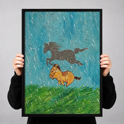 Dogs Running Through Blue Rain Wall Art 3