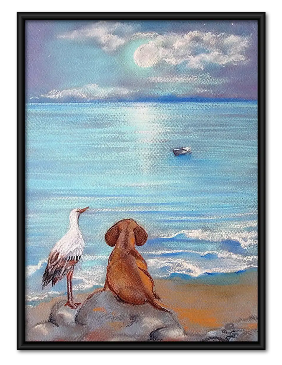 Dogs Watching the Blue Sea Wall Art 1