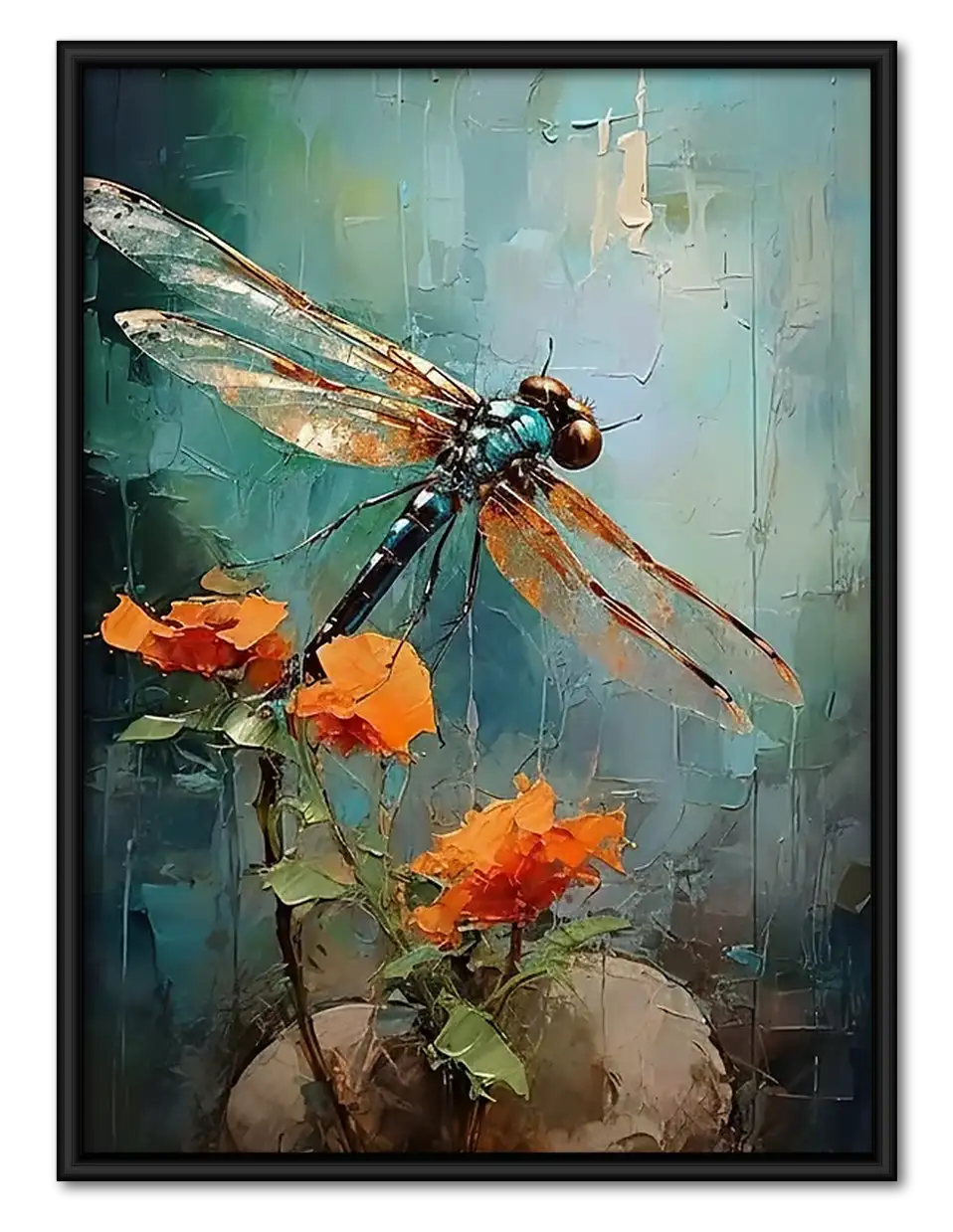 Dragonfly over Autumn Pond Wall Art 1