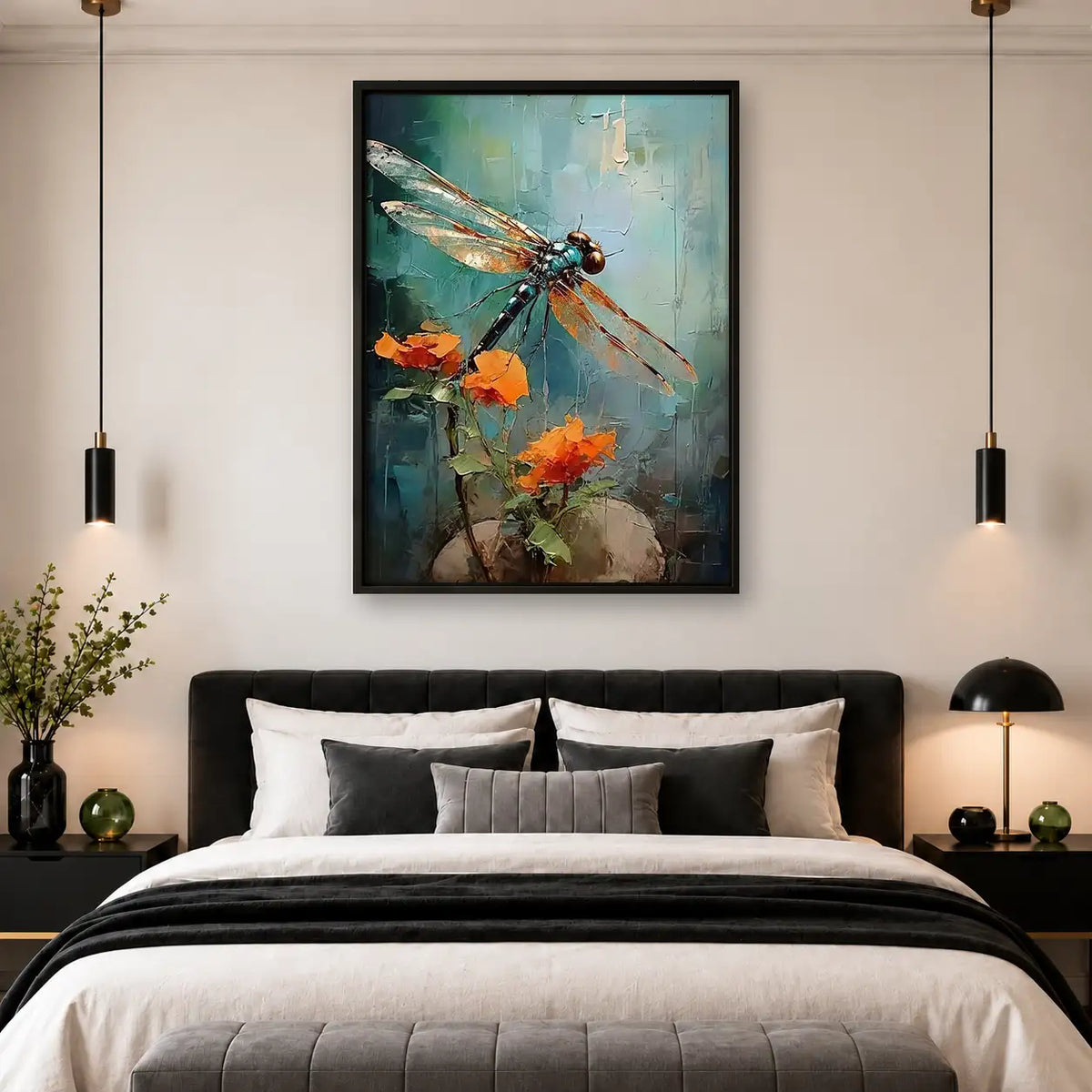 Dragonfly over Autumn Pond Wall Art 4