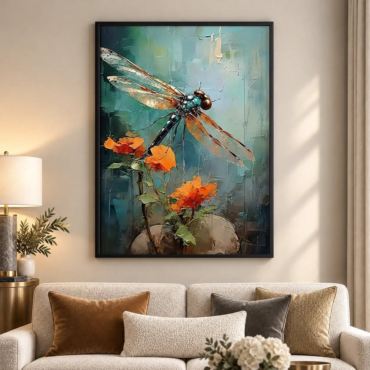Dragonfly over Autumn Pond Wall Art 5