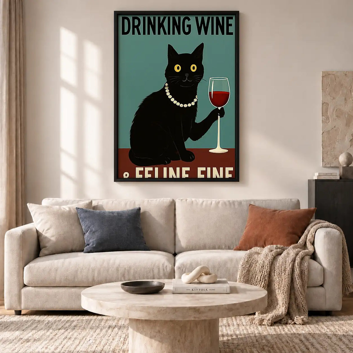 Drinking Wine Feeling Feline Fine Wall Art 2