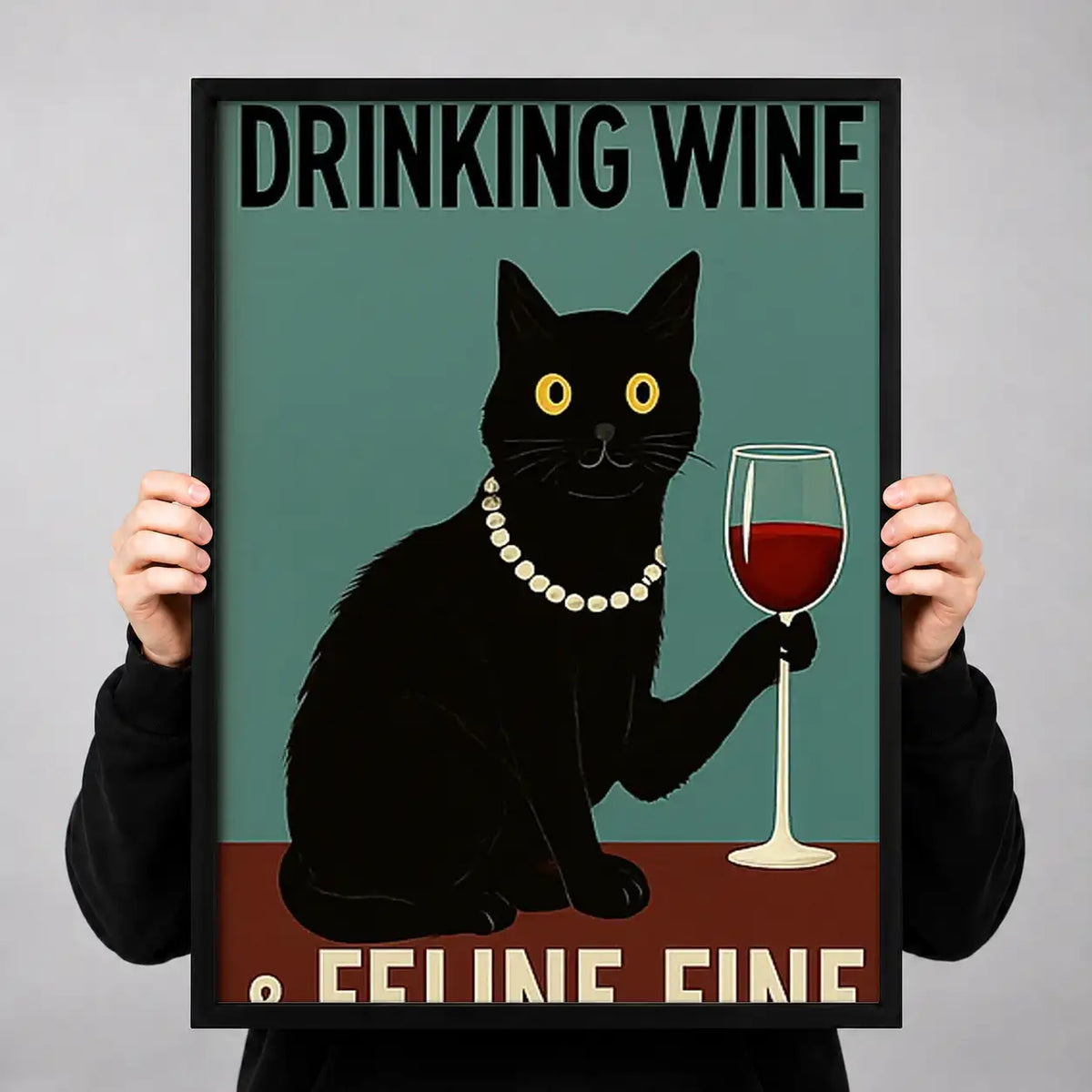 Drinking Wine Feeling Feline Fine Wall Art 3
