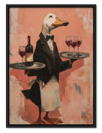 Duck Serving Wine Wall Art