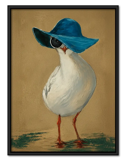 Duck Wearing Blue Sunhat Wall Art