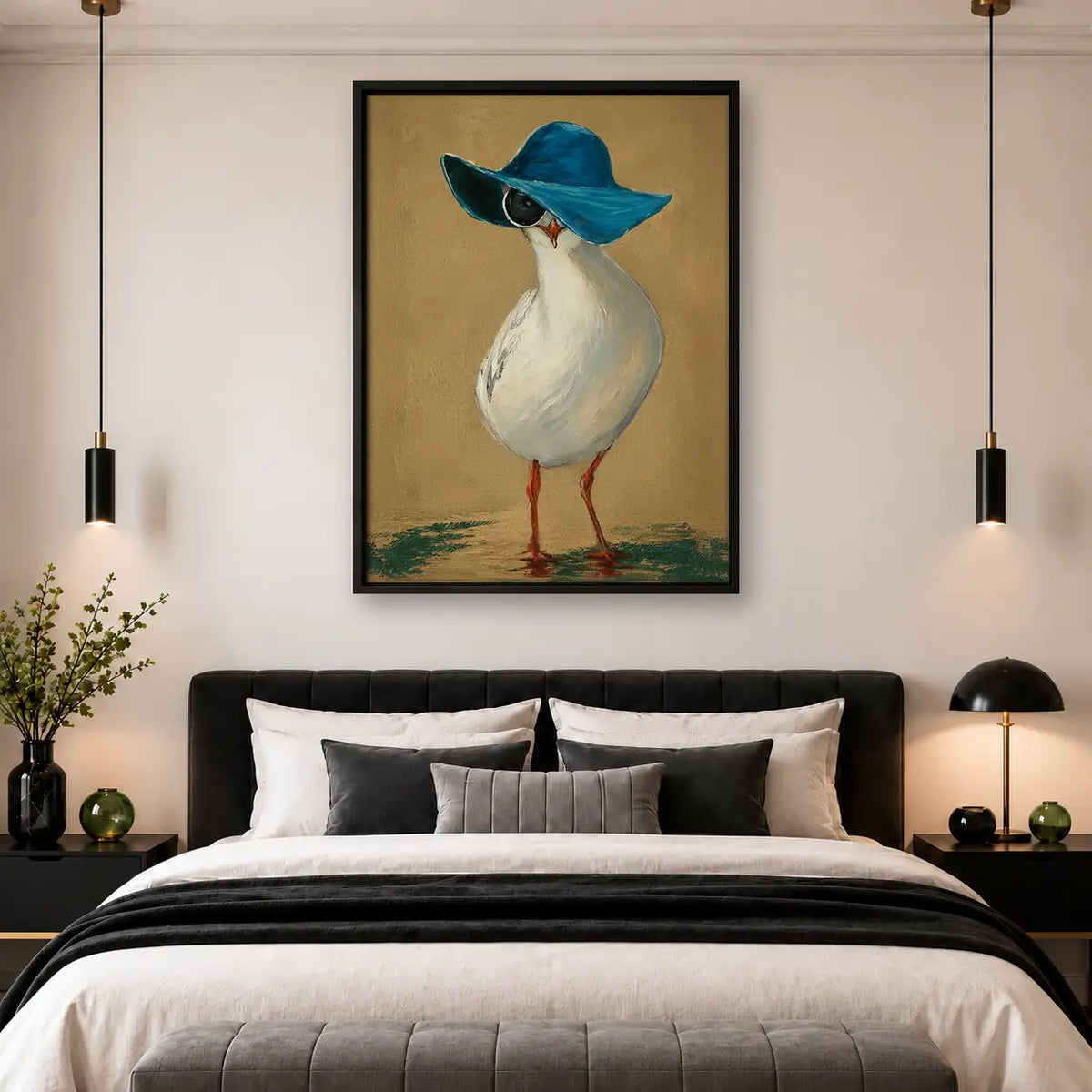 Duck Wearing Blue Sunhat Wall Art 4