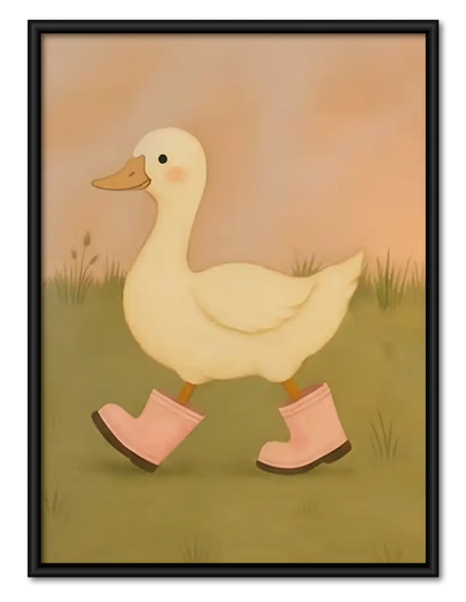 Duck Wearing Pink Rain Boots Wall Art