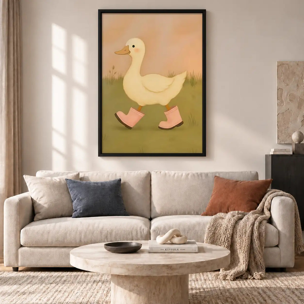 Duck Wearing Pink Rain Boots Wall Art 2