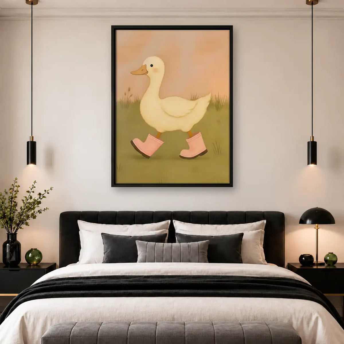 Duck Wearing Pink Rain Boots Wall Art 4