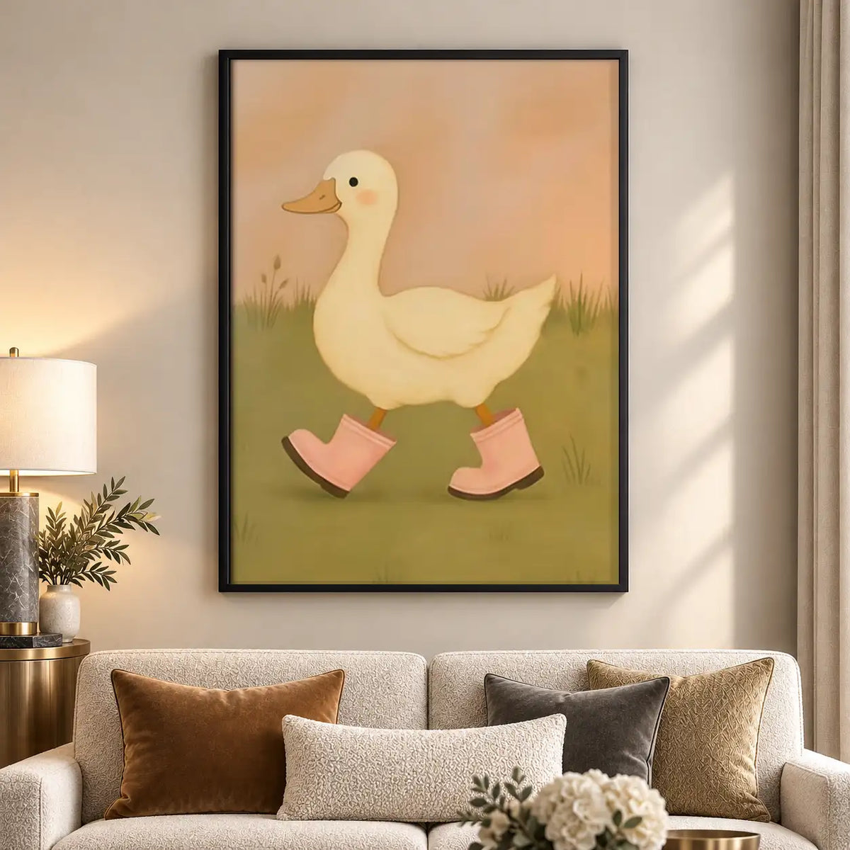 Duck Wearing Pink Rain Boots Wall Art 5