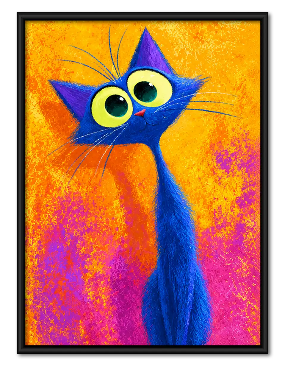 Electric Blue Pop Cat Wall Art 1