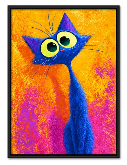Electric Blue Pop Cat Wall Art