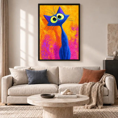 Electric Blue Pop Cat Wall Art 2