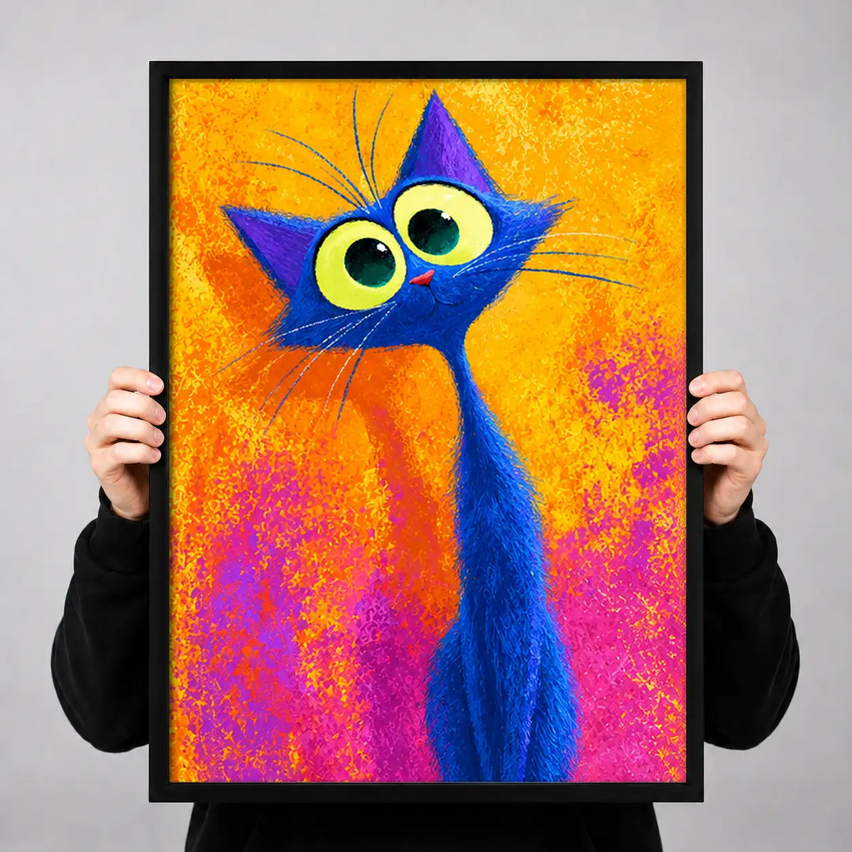 Electric Blue Pop Cat Wall Art 3