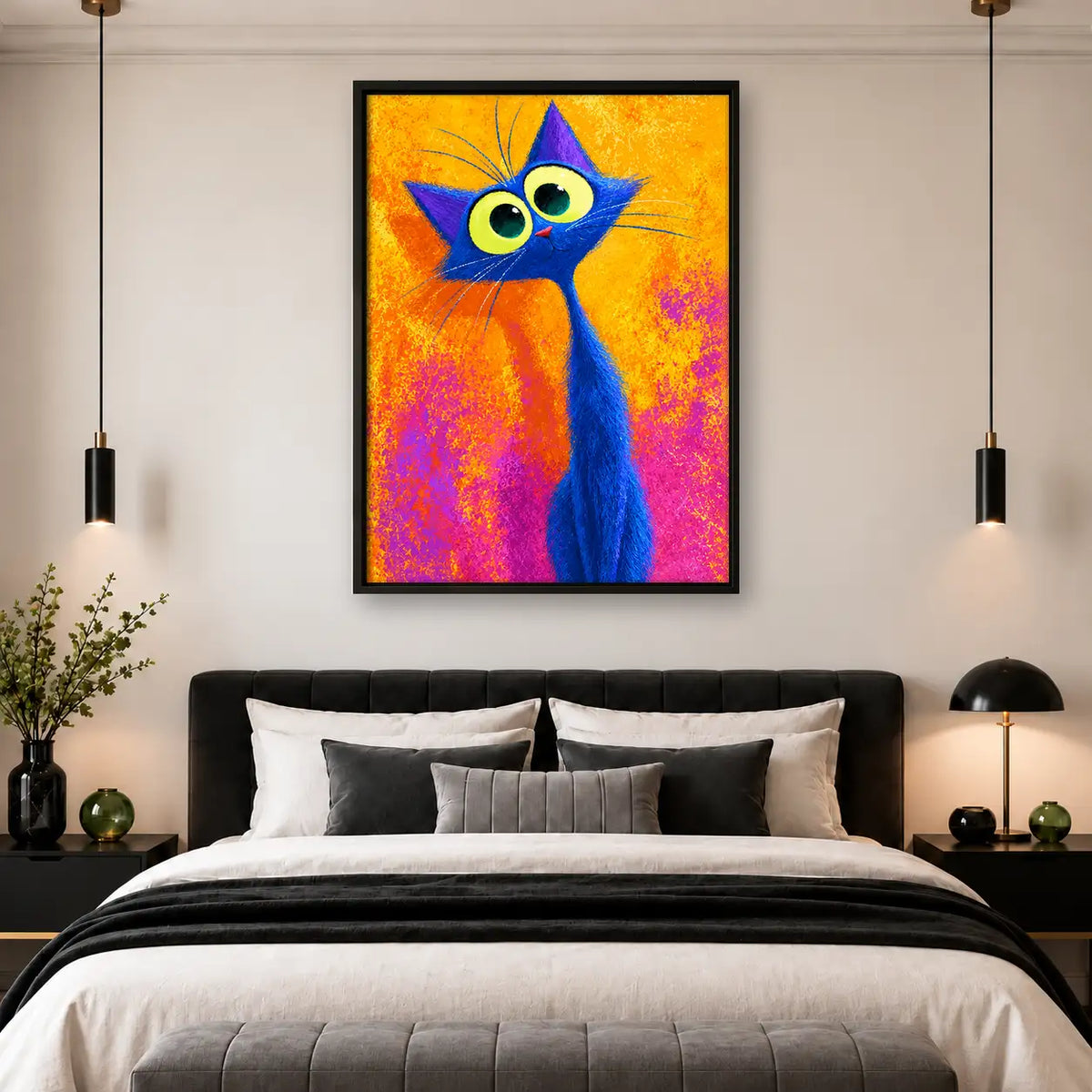 Electric Blue Pop Cat Wall Art 4