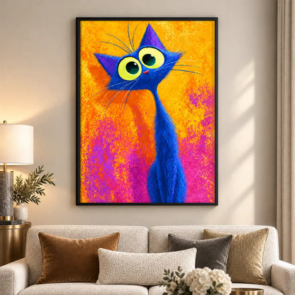 Electric Blue Pop Cat Wall Art 5