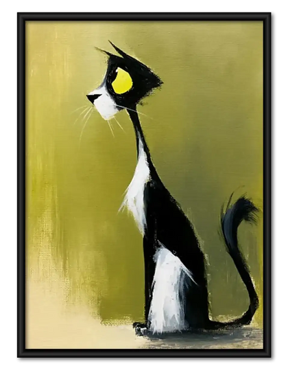Elegant Black and White Cat Profile Wall Art