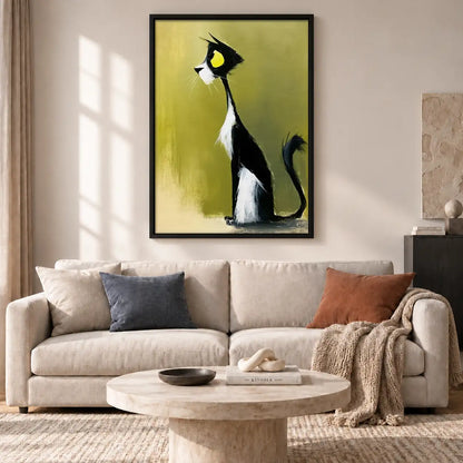 Elegant Black and White Cat Profile Wall Art 2