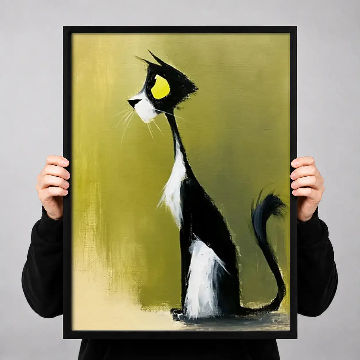 Elegant Black and White Cat Profile Wall Art 3