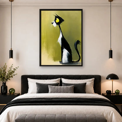 Elegant Black and White Cat Profile Wall Art 4
