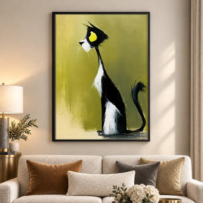 Elegant Black and White Cat Profile Wall Art 5