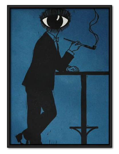 Elegant Black Cat Smoking by Balcony Wall Art 1