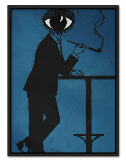 Elegant Black Cat Smoking by Balcony Wall Art