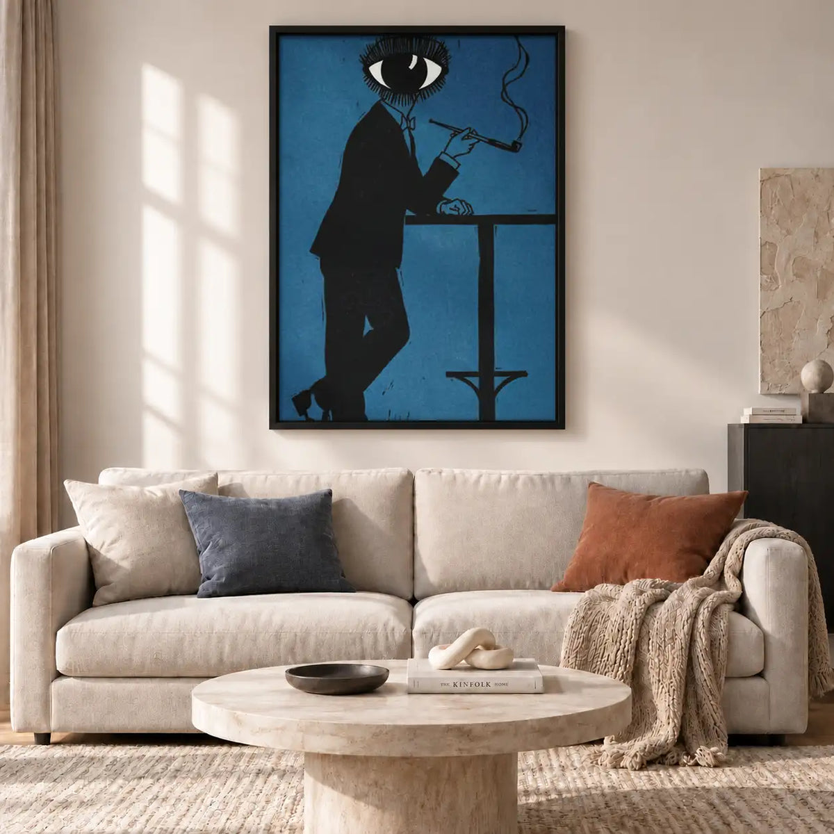 Elegant Black Cat Smoking by Balcony Wall Art 2
