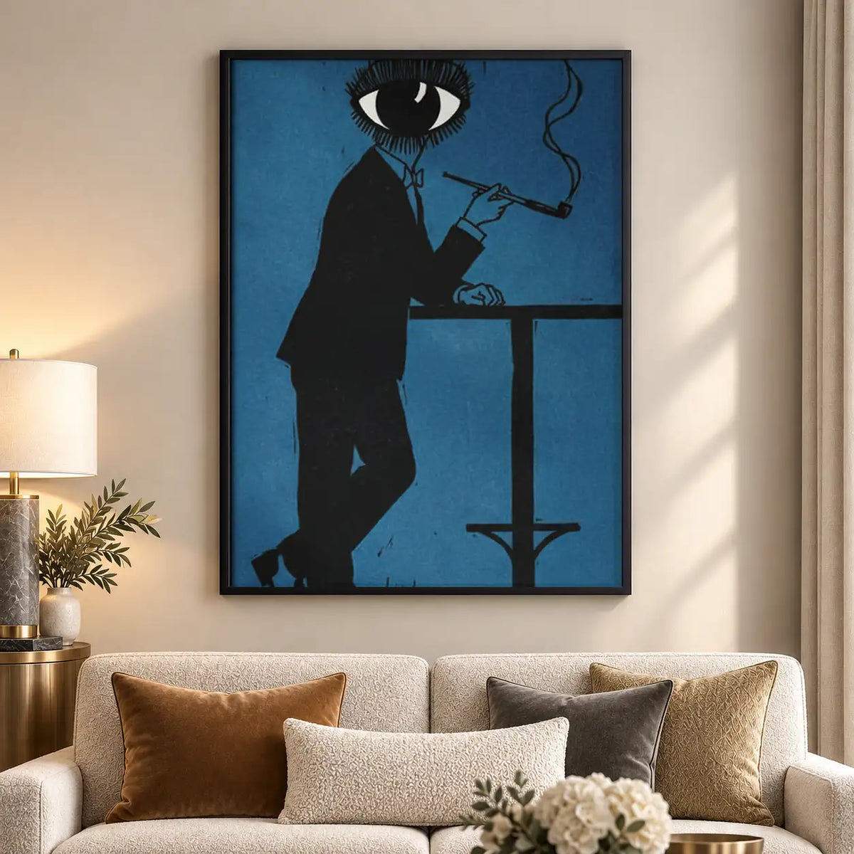 Elegant Black Cat Smoking by Balcony Wall Art 5