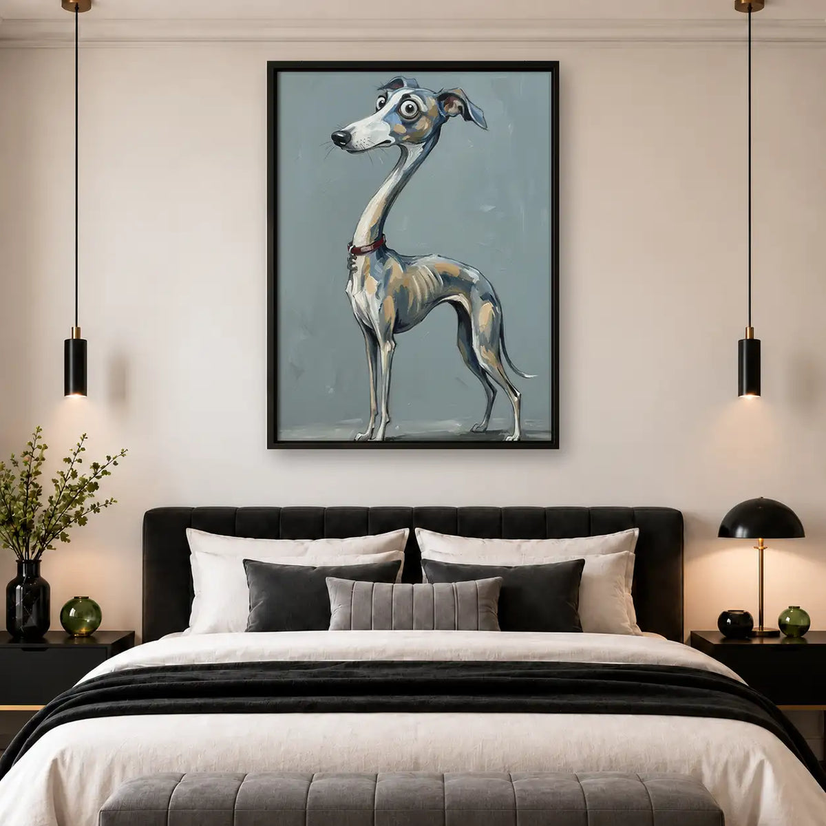 Elegant Blue Greyhound Portrait Wall Art 4