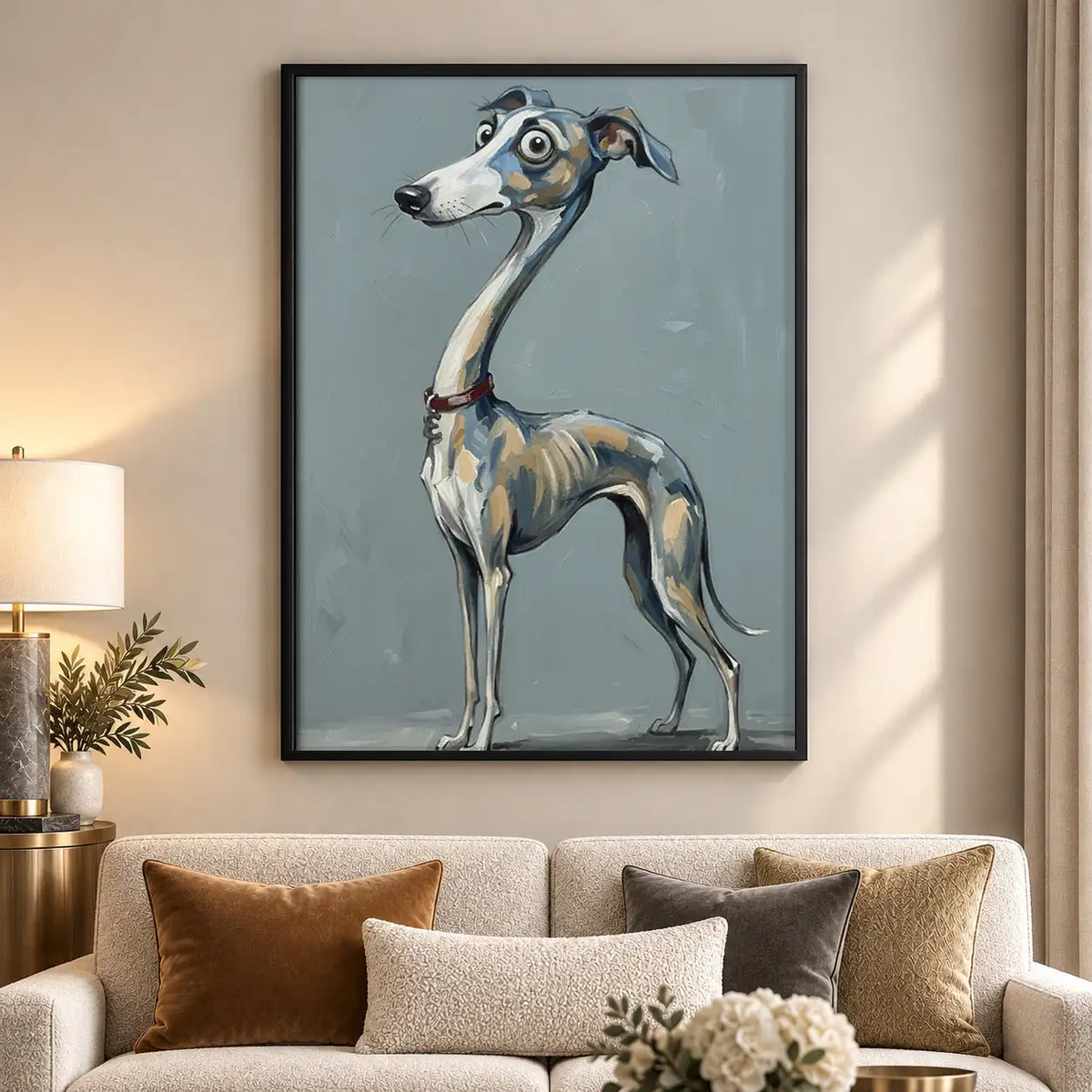 Elegant Blue Greyhound Portrait Wall Art 5