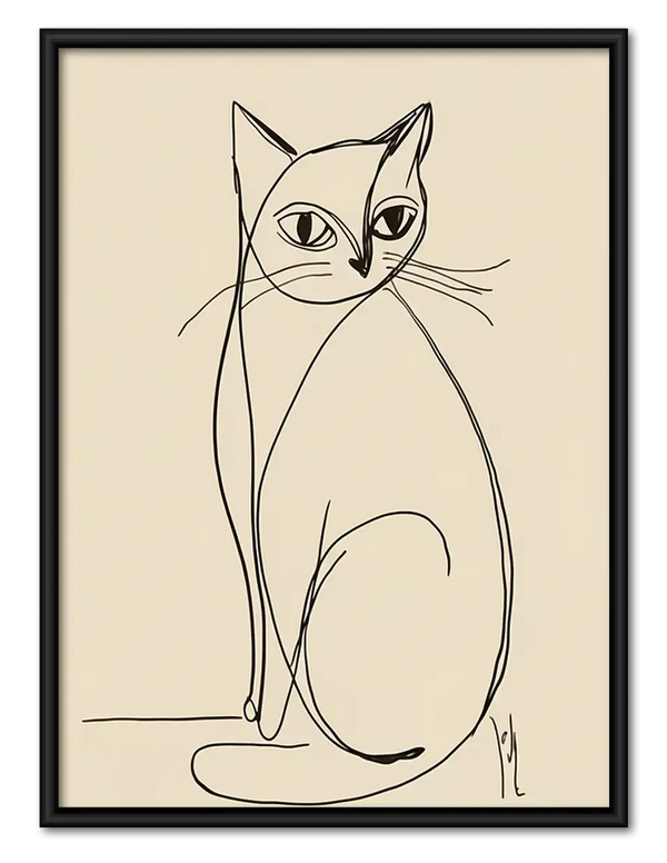Elegant Cat Continuous Line Art