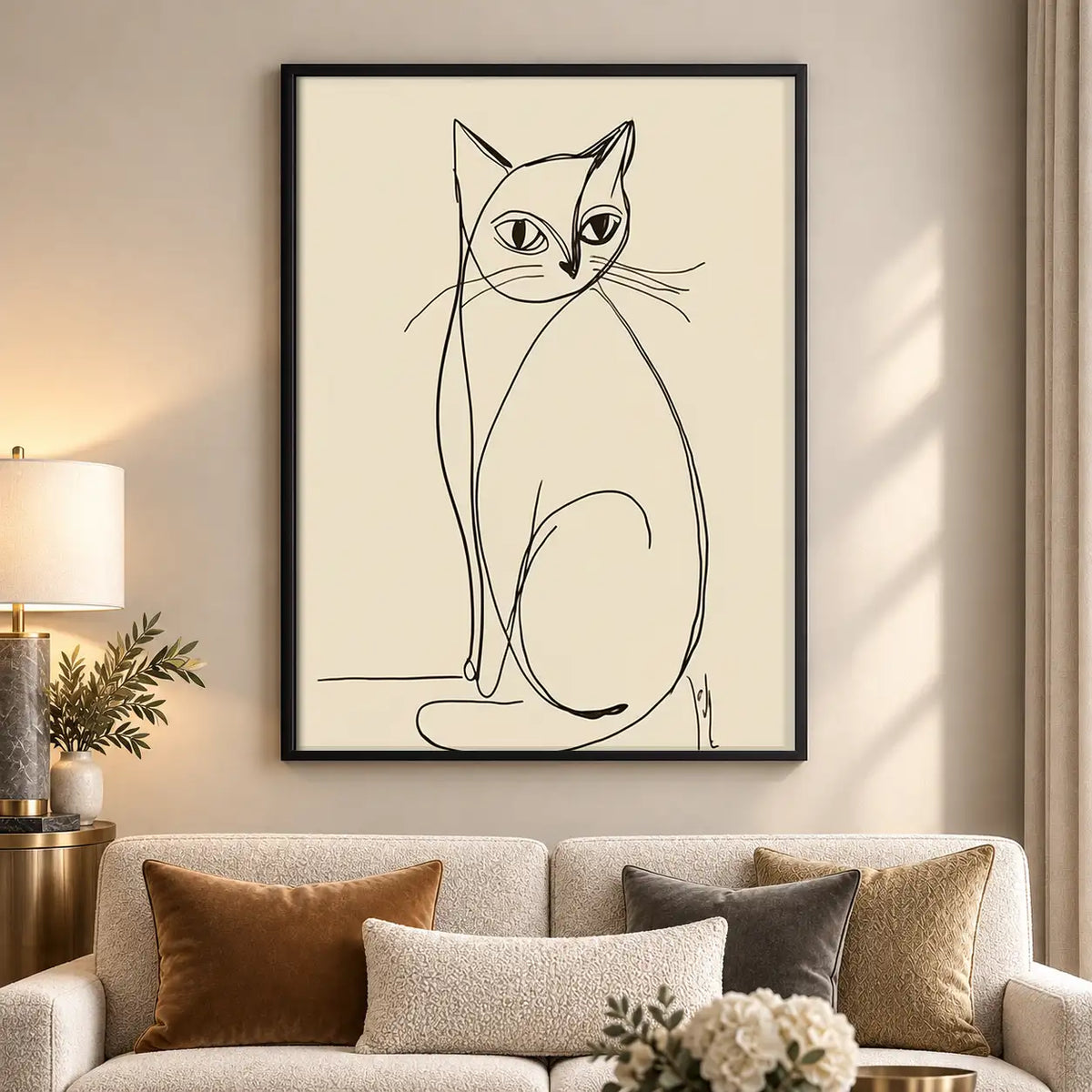 Elegant Cat Continuous Line Art 5