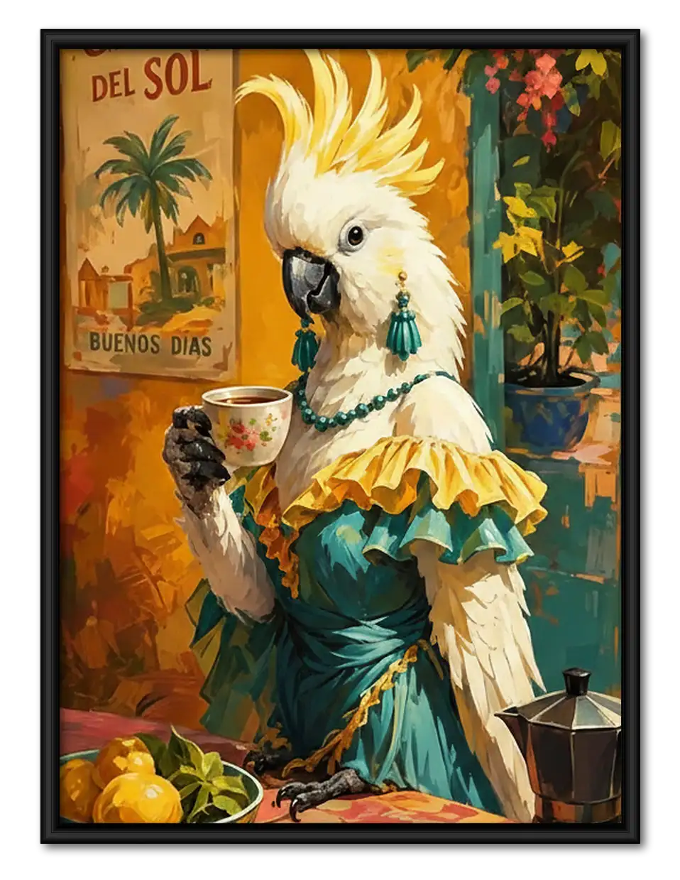 Elegant Cockatoo Cocktail Portrait Wall Art 1