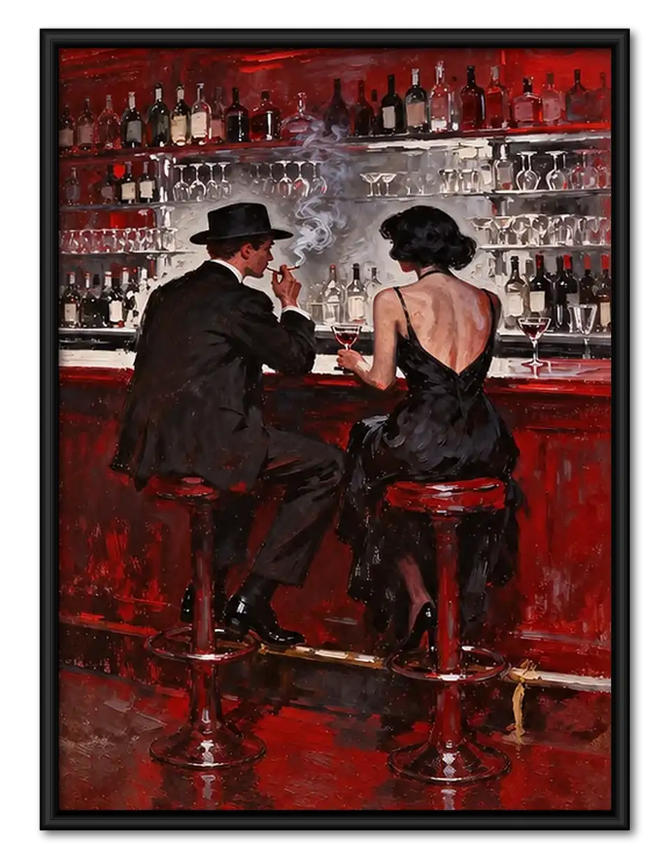 Elegant Couple at the Red Bar Wall Art 1