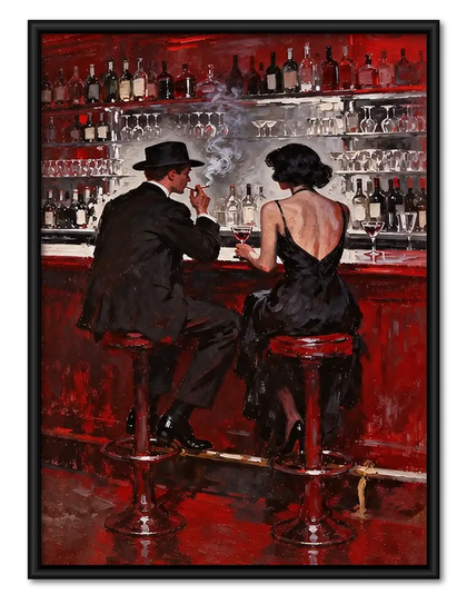 Elegant Couple at the Red Bar Wall Art